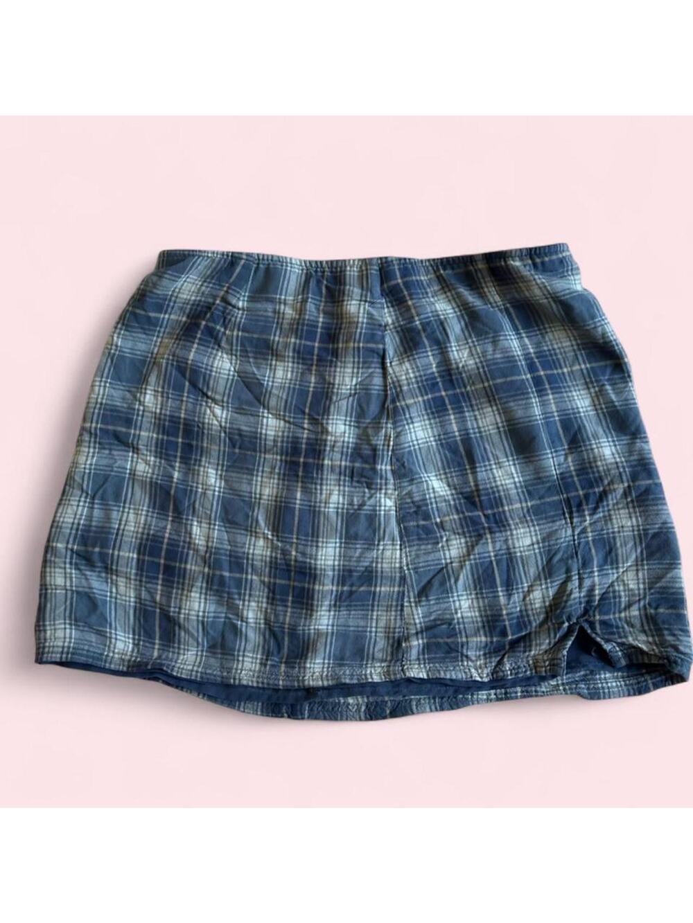 American Eagle Women's size M blue plaid mini skirt  Grunge indie y2k